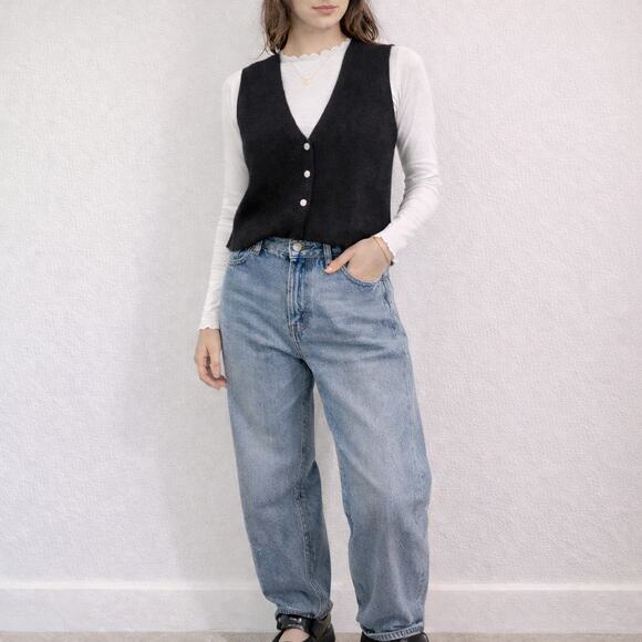 Vintage 100% Shetland Wool Sweater Vest Large Black 90s - Picture 1 of 11